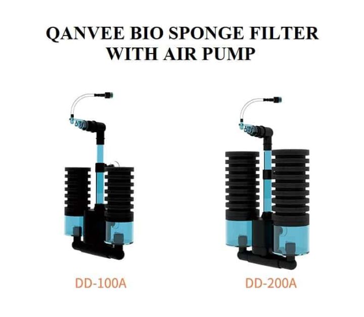 Qanvee DD-100A DD-200A sponge filter with built-in air pump